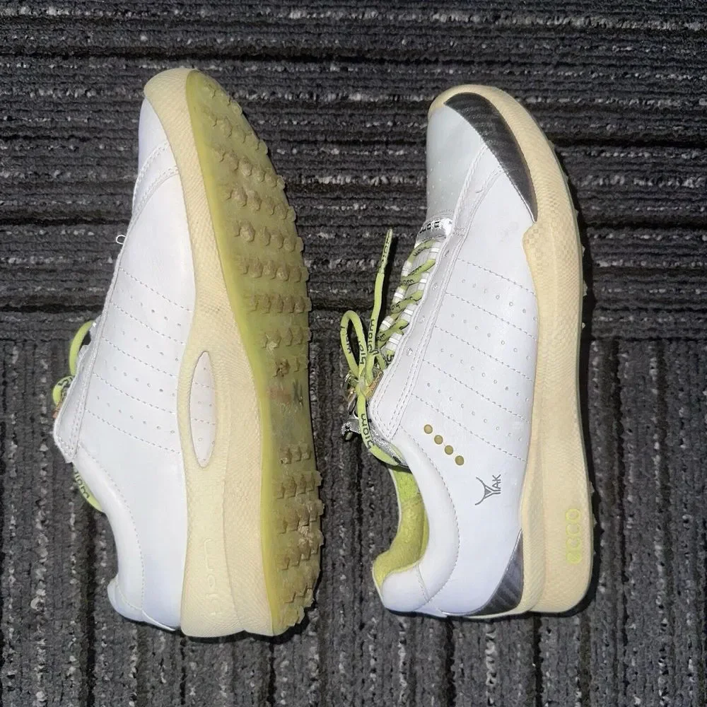 Ecco Biom Hybrid Yak Leather Womens Size 5-5.5 White Grey Spikeless Golf‎ Shoes